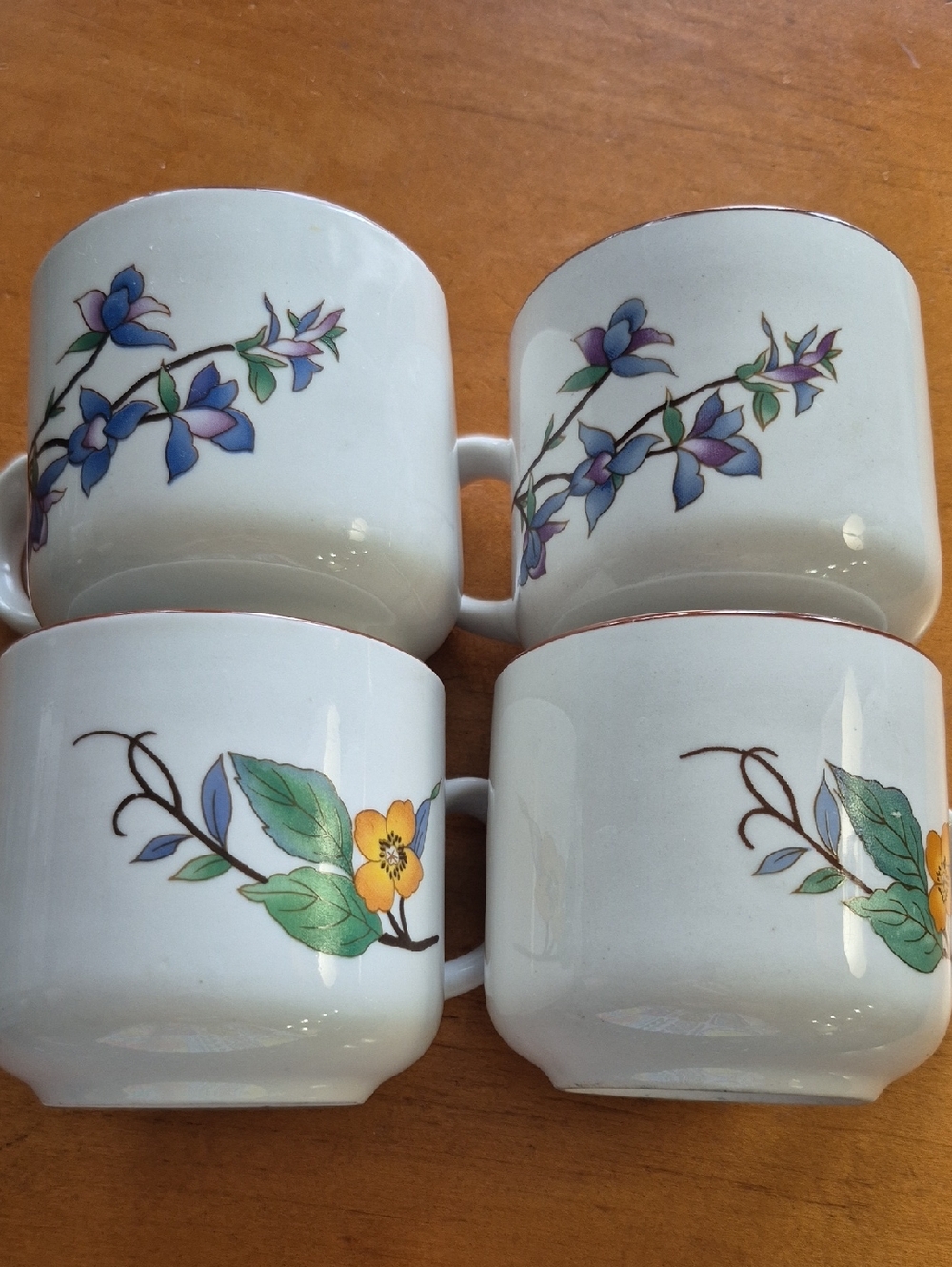 Citation White Floral Porcelain  Tea Cups by Woodhill - Set of 4